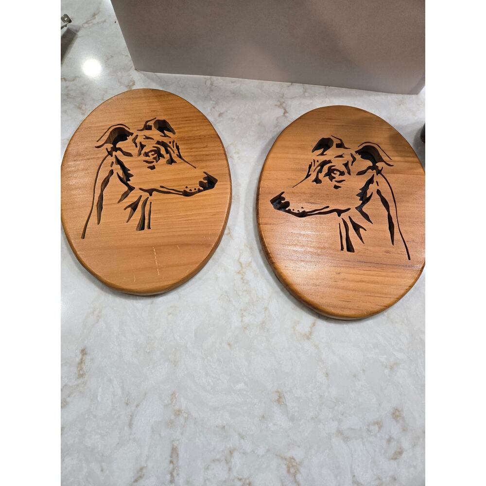 2 Gulf Coast Wood Lazer Cutouts Plaques Whippet 9.5" x 7.25" Wallhanging